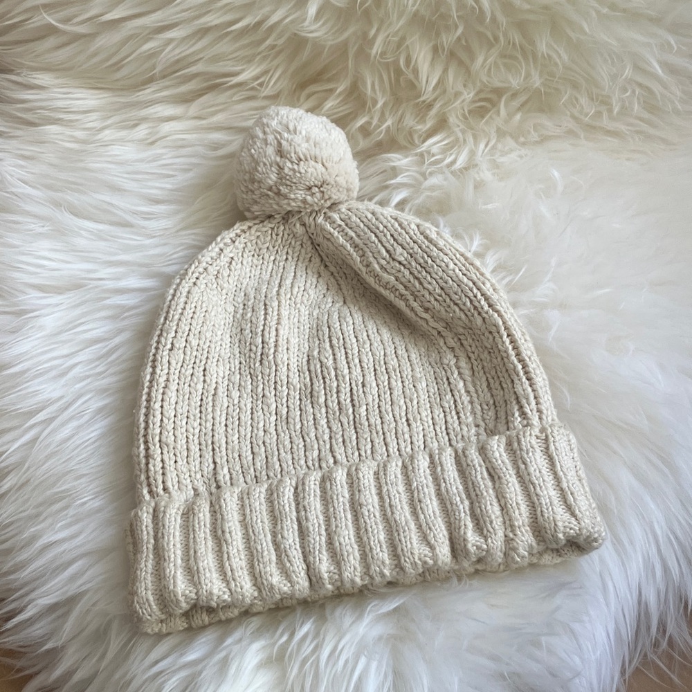 Spell Cream Pom Pom Knit Beanie